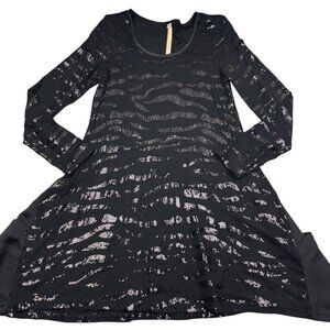 Uncle Frank Lagenlook Long Sleeve Sequins Animal Print Dress Women's Size Small